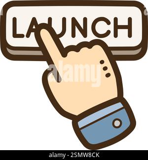 Illustrazione e grafica del doodle vettoriale di lancio del prodotto. Parte della categoria di avvio. Illustrazione Vettoriale