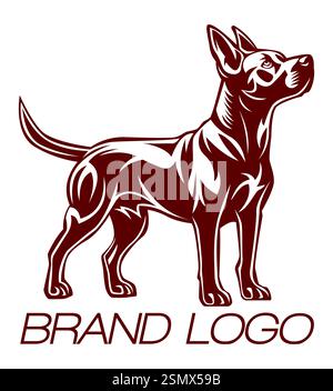 logo cane creativo e originale per la tua azienda o la tua azienda illustrazione vettoriale del logotipo isolato su sfondo bianco Foto Stock