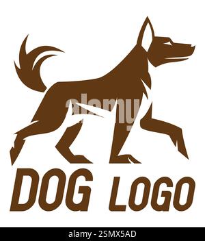 logo cane creativo e originale per la tua azienda o la tua azienda illustrazione vettoriale del logotipo isolato su sfondo bianco Foto Stock