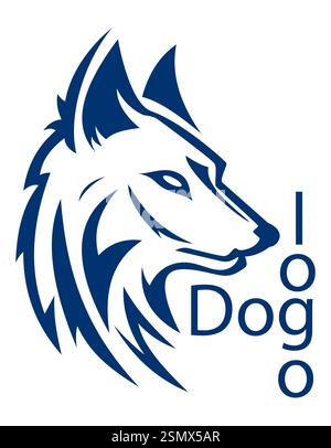 logo cane creativo e originale per la tua azienda o la tua azienda illustrazione vettoriale del logotipo isolato su sfondo bianco Foto Stock