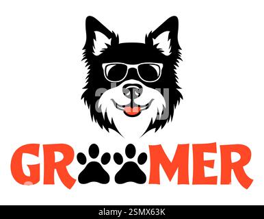 logo di cani e gatti per la cura del corpo per la tua azienda o per l'illustrazione vettoriale dell'azienda isolato su sfondo bianco Foto Stock