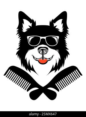 logo di cani e gatti per la cura del corpo per la tua azienda o per l'illustrazione vettoriale dell'azienda isolato su sfondo bianco Foto Stock