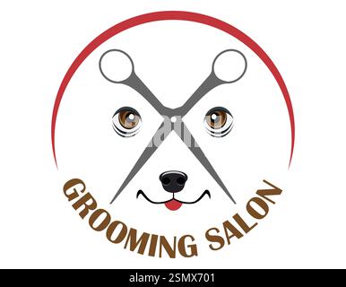 logo di cani e gatti per la cura del corpo per la tua azienda o per l'illustrazione vettoriale dell'azienda isolato su sfondo bianco Foto Stock