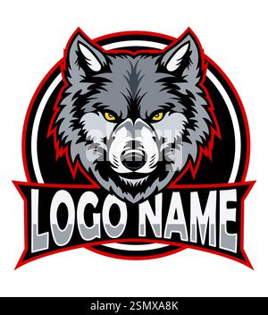 logo wolf originale e creativo per la vostra azienda o l'immagine vettoriale del logo aziendale isolato su sfondo bianco Foto Stock