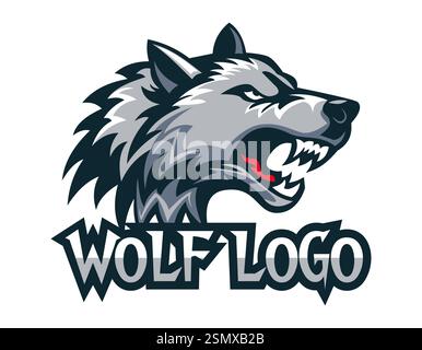 logo wolf originale e creativo per la vostra azienda o l'immagine vettoriale del logo aziendale isolato su sfondo bianco Foto Stock