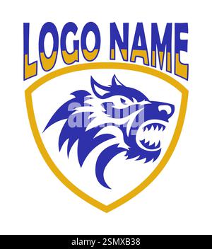 logo wolf originale e creativo per la vostra azienda o l'immagine vettoriale del logo aziendale isolato su sfondo bianco Foto Stock