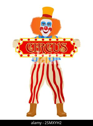 allegro attore clown e personaggio circense illustrazione vettoriale in stile piatto isolata sullo sfondo Illustrazione Vettoriale