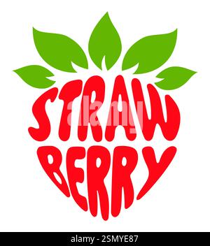 nome fragola di un frutto nella forma di un logo fruit creativo e originale per la tua azienda o l'immagine vettoriale del logotipo aziendale isolato su bianco Illustrazione Vettoriale