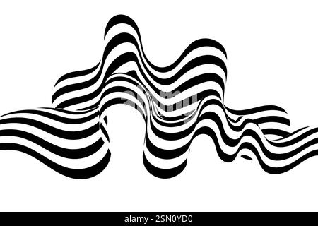 Design Wave in bianco e nero. Motivo a righe senza cuciture. Illustrazione vettoriale. Linee Zebra Foto Stock