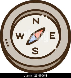 Illustrazione e grafica del doodle vettoriale della bussola. Parte della categoria di viaggio. Illustrazione Vettoriale