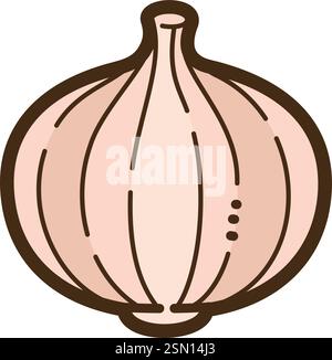 Illustrazione e grafica di un doodle vettoriale a cipolla dolce. Parte della categoria verdure. Illustrazione Vettoriale