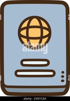 Illustrazione e grafica del doodle vettoriale del passaporto. Parte della categoria estiva. Illustrazione Vettoriale