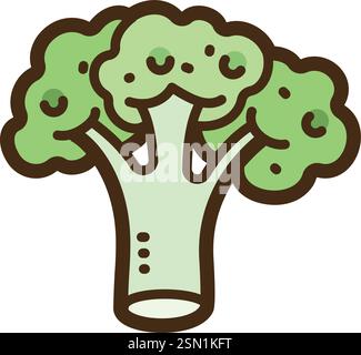 Illustrazione e grafica del doodle vettoriale dei broccoli. Parte della categoria verdure. Illustrazione Vettoriale