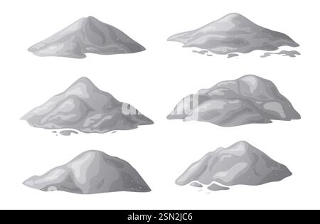 Mucchio di cemento, mucchio di ghiaia. Materiale da costruzione elemento di sabbia. Illustrazione vettoriale isolata su sfondo bianco Illustrazione Vettoriale