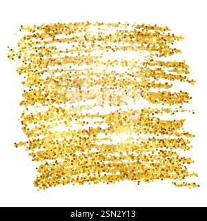 Sfondo scintillante Golden Paint su sfondo bianco. Sfondo con scintille dorate ed effetto glitter. Spazio vuoto per il testo. Illustrazione vettoriale Illustrazione Vettoriale