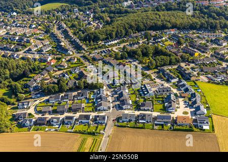 Vista aerea, Lohsiepen nuova proprietà residenziale case bifamiliari, Kleinehöhe, Velbert, regione della Ruhr, Renania settentrionale-Vestfalia, Germania Foto Stock