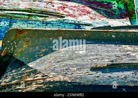 Porto di Sesimbra dettaglio vecchio sloop Foto Stock
