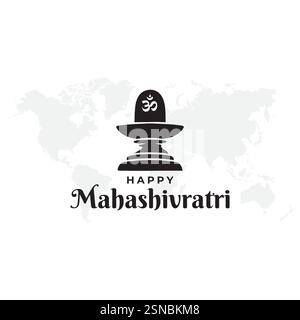 Illustrazione della religione indù Happy Maha Shivratri Festival, Happy Maha Shivratri Greeting, Happy Maha Shivratri Text Typography Design Illustrazione Vettoriale