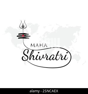 Illustrazione della religione indù Happy Maha Shivratri Festival, Happy Maha Shivratri Greeting, Happy Maha Shivratri Text Typography Design Illustrazione Vettoriale