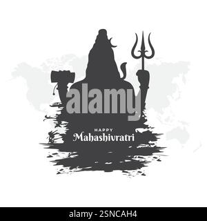 Illustrazione della religione indù Happy Maha Shivratri Festival, Happy Maha Shivratri Greeting, Happy Maha Shivratri Text Typography Design Illustrazione Vettoriale