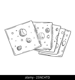 Illustrazione a fette di formaggio, disegno, incisione di disegni a linee d'inchiostro Illustrazione Vettoriale