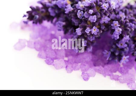 Fiori di lavanda e sale da bagno - trattamento di bellezza, polonia Foto Stock