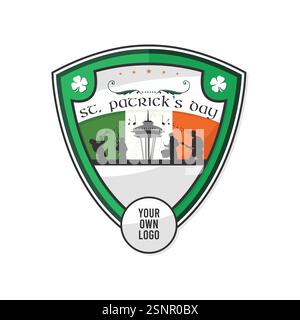 Logo astratto vettoriale per il giorno di San Patrizio con Shamrock Illustrazione Vettoriale