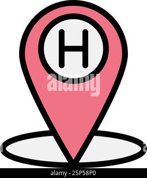 Illustrazione di progettazione dell'icona del vettore di localizzazione dell'ospedale Illustrazione Vettoriale