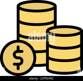 Illustrazione del disegno dell'icona del vettore Coins Illustrazione Vettoriale