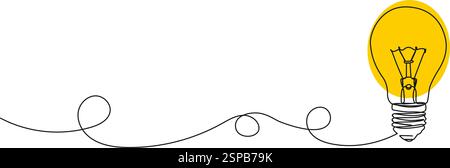 disegno a linea singola continuo della lampadina, illustrazione vettoriale della line art Illustrazione Vettoriale