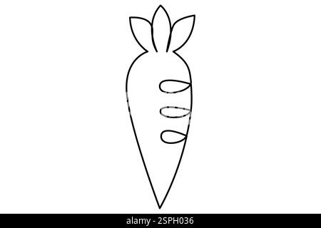 Disegno a linea continua di illustrazione grafica vettoriale contorno carota Illustrazione Vettoriale