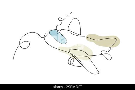 Disegno minimalista di una linea di un aereo Illustrazione Vettoriale