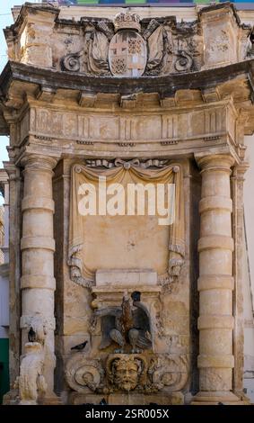 Fontana in Piazza San Giorgio, la Valletta, Malta Foto Stock