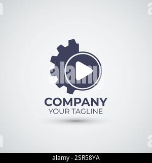 modello icona design logo ingranaggio lettore multimediale Illustrazione Vettoriale