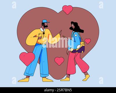 Felice San Valentino concetto vettoriale di carattere piatto immagine business disegnata a mano Illustrazione Vettoriale