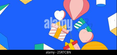 Felice San Valentino concetto vettoriale di carattere piatto immagine business disegnata a mano Illustrazione Vettoriale