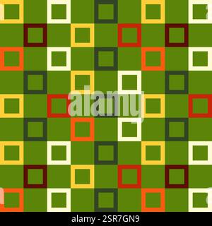 Griglia lineare a scacchi senza cuciture per Natale, Natale e felice anno nuovo. Quadrati con colori festivi e design geometrico. Sfondo vettoriale delle vacanze Illustrazione Vettoriale