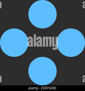 Motivo a pois nero e blu senza cuciture. Cerchi rotondi in stile moderno. Design geometrico astratto vettoriale per la stampa su tessuto. Stile minimalista retrò Illustrazione Vettoriale
