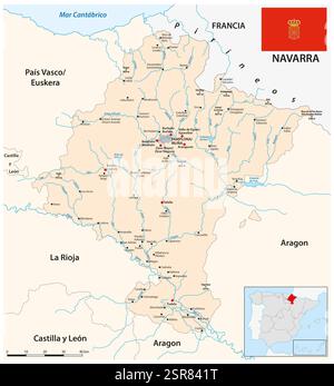 Mappa della comunità autonoma spagnola di Navarra Foto Stock