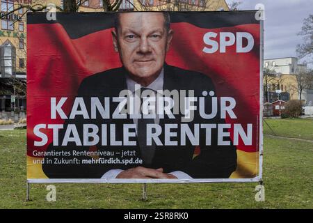 Manifesto pubblicitario Cancelliere federale Olaf Scholz, SPD Foto Stock