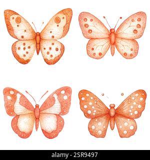 Immagine ad acquerello disegnata a mano della collezione di acquerelli disegnati a mano Butterfly, tracciata e vettorizzata. L'illustrazione è perfetta Illustrazione Vettoriale