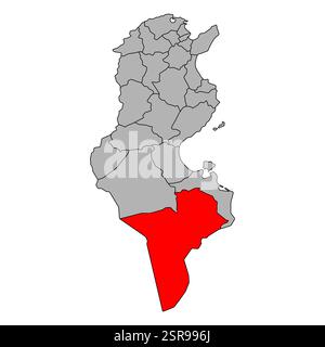 Tataouine della Tunisia governa la forma della mappa, immagine vettoriale icona web di viaggio. Illustrazione Vettoriale