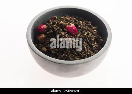 Il tè cinese con boccioli di rosa Foto Stock