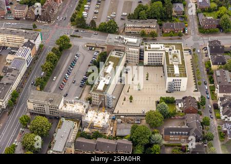 Vista aerea, nuovo quartiere Bauknecht con cantiere presso l'edificio RAG di Hans-Böckler-Straße, centro storico, Bottrop, zona della Ruhr, Renania settentrionale-occidentale Foto Stock