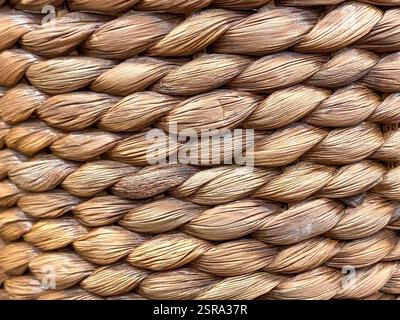 Primo piano di sfondo intrecciato in fibra naturale Foto Stock