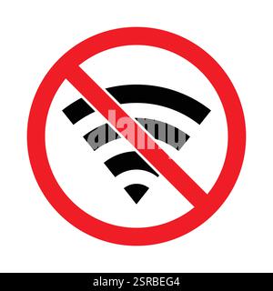 Icona segnale wi-fi assente. icona del simbolo wi-fi non consentito. icona ban router. illustrazione vettoriale. Illustrazione Vettoriale