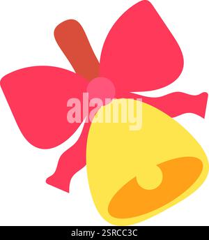 Campanella dorata adornata da un fiocco e un clapper rosso vibrante, simboleggia la gioia e la celebrazione di Natale, Capodanno, compleanni, anniversari e altre occasioni festive Illustrazione Vettoriale