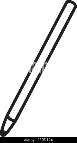 Linee artistiche minimaliste in bianco e nero con uno strumento di scrittura classico, perfetto per valorizzare materiali didattici o progetti e progetti correlati alla cartoleria Illustrazione Vettoriale