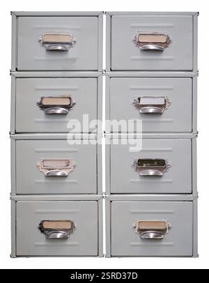 Armadietto di archiviazione retro-grungy Vintage isolato su sfondo bianco Foto Stock