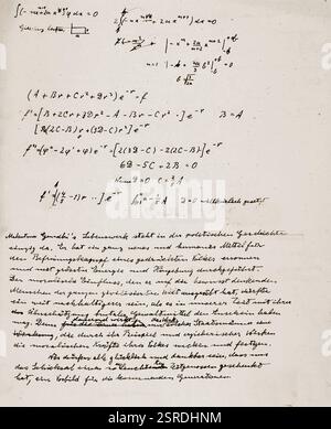 Dichiarazione del Prof Dr Albert Einstein su Mahatma Gandhi in Germania, 1950 Foto Stock